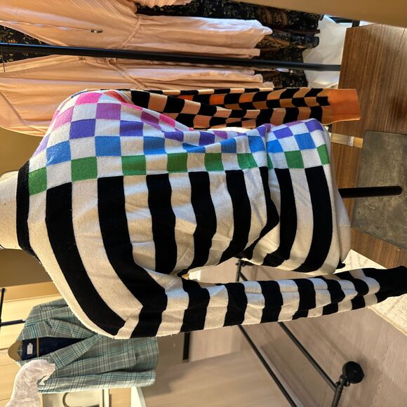 Christopher John Rogers Checkered Striped Multicolor Pullover Sweater - Picture 2 of 3